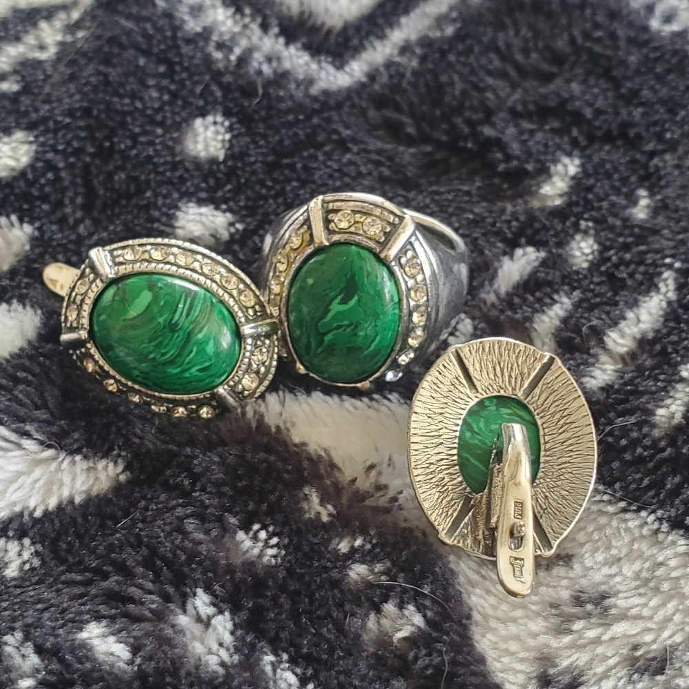 Vintage Jenavi Malachite Set